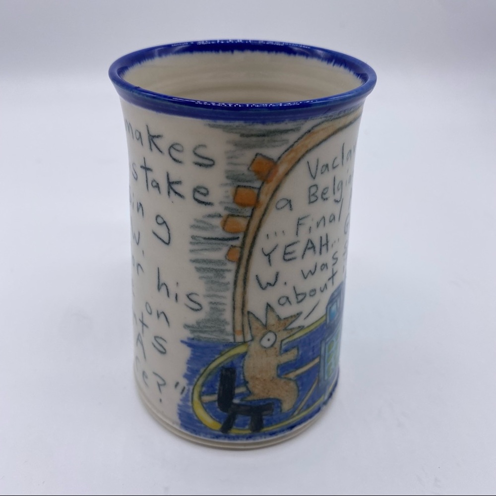 Tom Edwards Vintage Political Pottery Mug George Bush Life Line - Picture 2 of 6